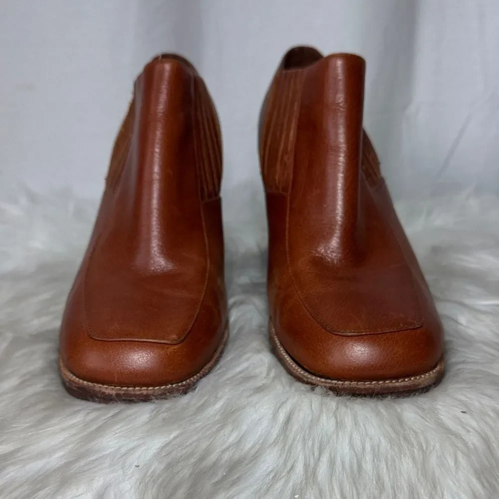 Jeffrey Campbell Ibiza Cognac Brown Leather Ankle Booties Sz 10‎